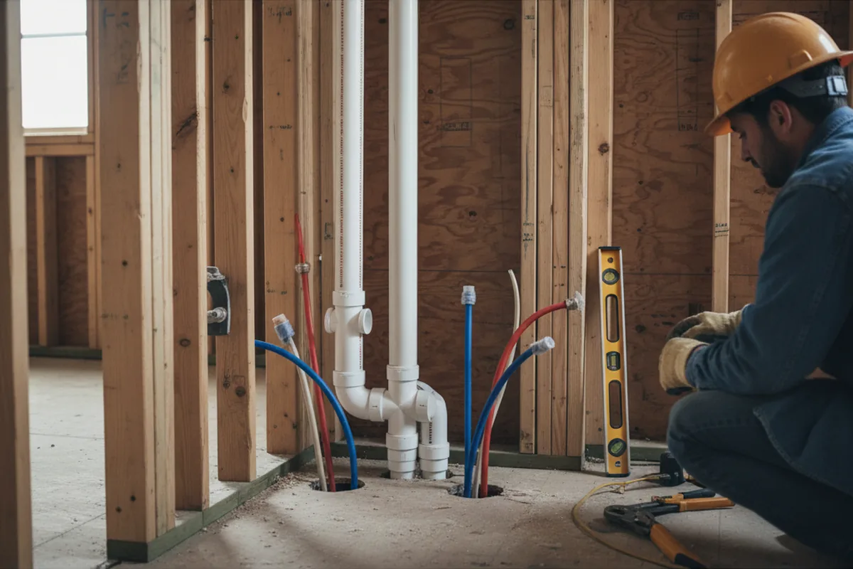Drain and supply rough-in during Sump Pump Repair in Seligman